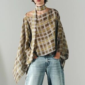 Zara Plaid Scarf Top